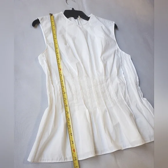 NWT$1,280 Khaite Westin Pintucked Seamed Cotton Poplin Top Sz 10 M - Picture 10 of 16